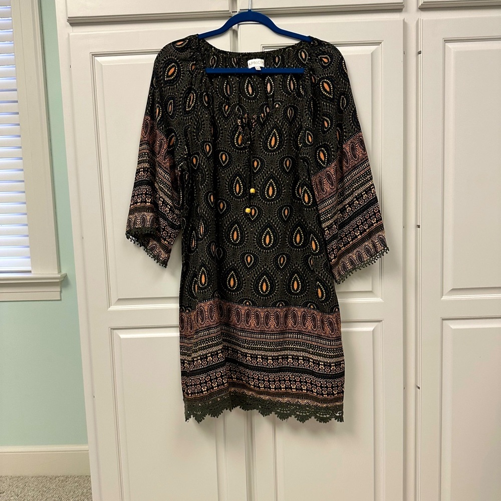 APRICOT Brown Boho pattern tunic Size- XL
